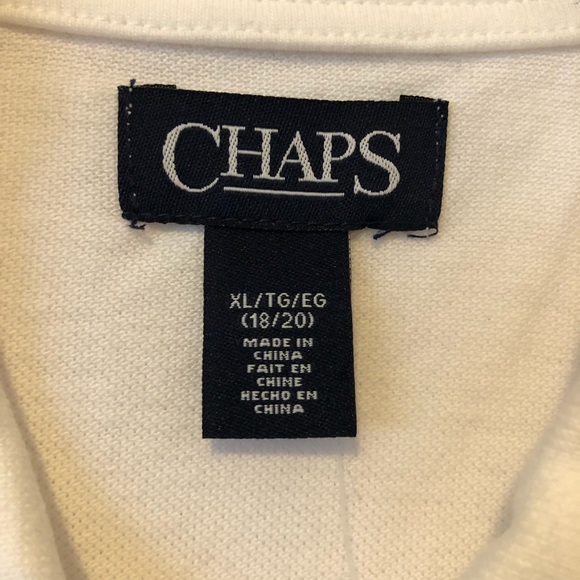 NWT Chaps Youth Solid White Collared Polo T-Shirt - Picture 5 of 6